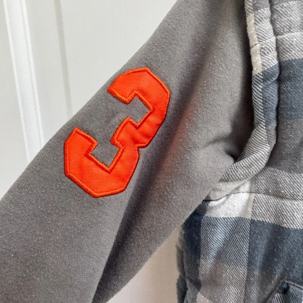 U.S. Polo Assn. Boys 2T Gray Blue and Orange Plaid Jacket Hoodie Zip Up